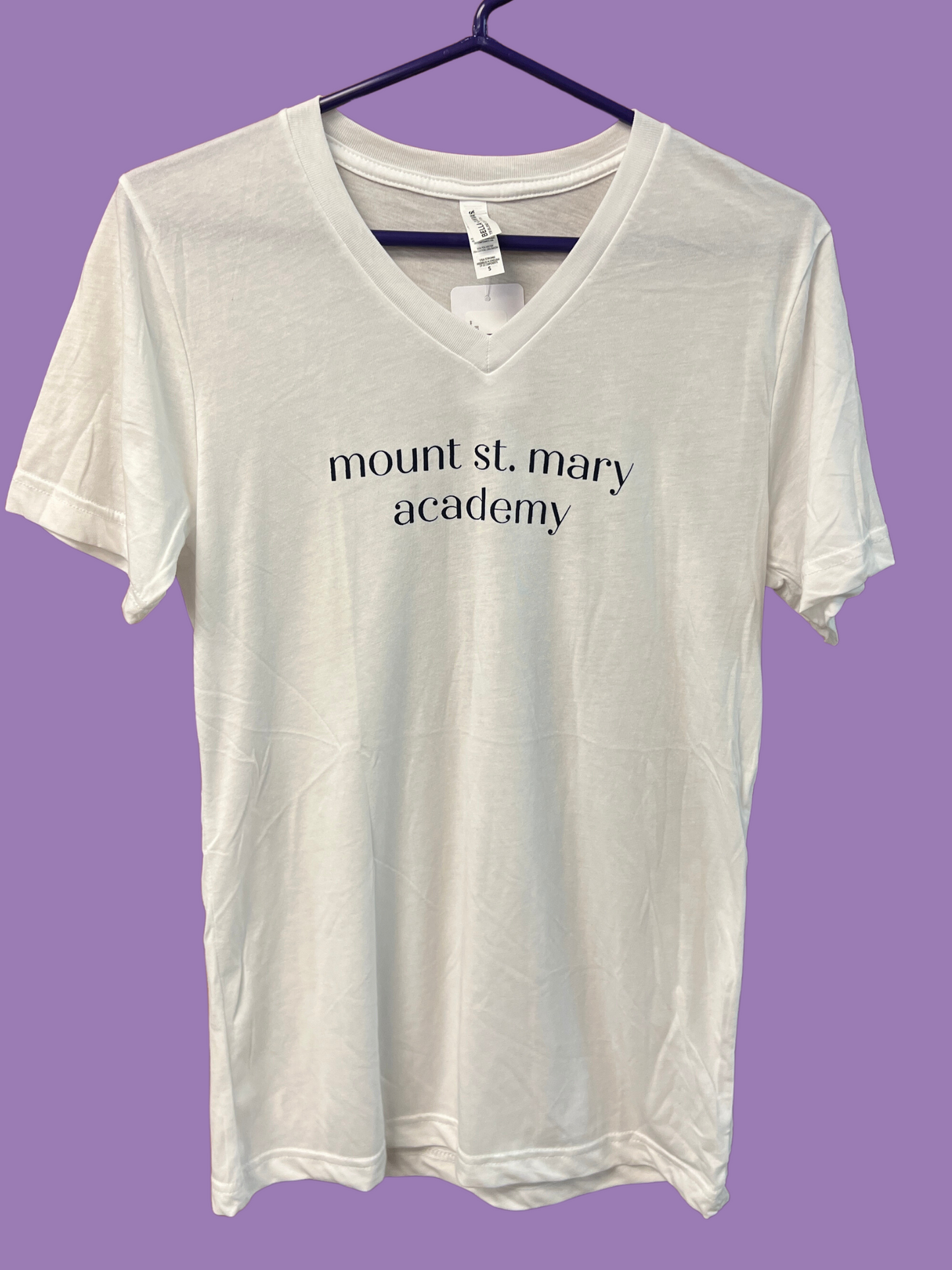 "Mount St. Mary Academy" White V-Neck Tee