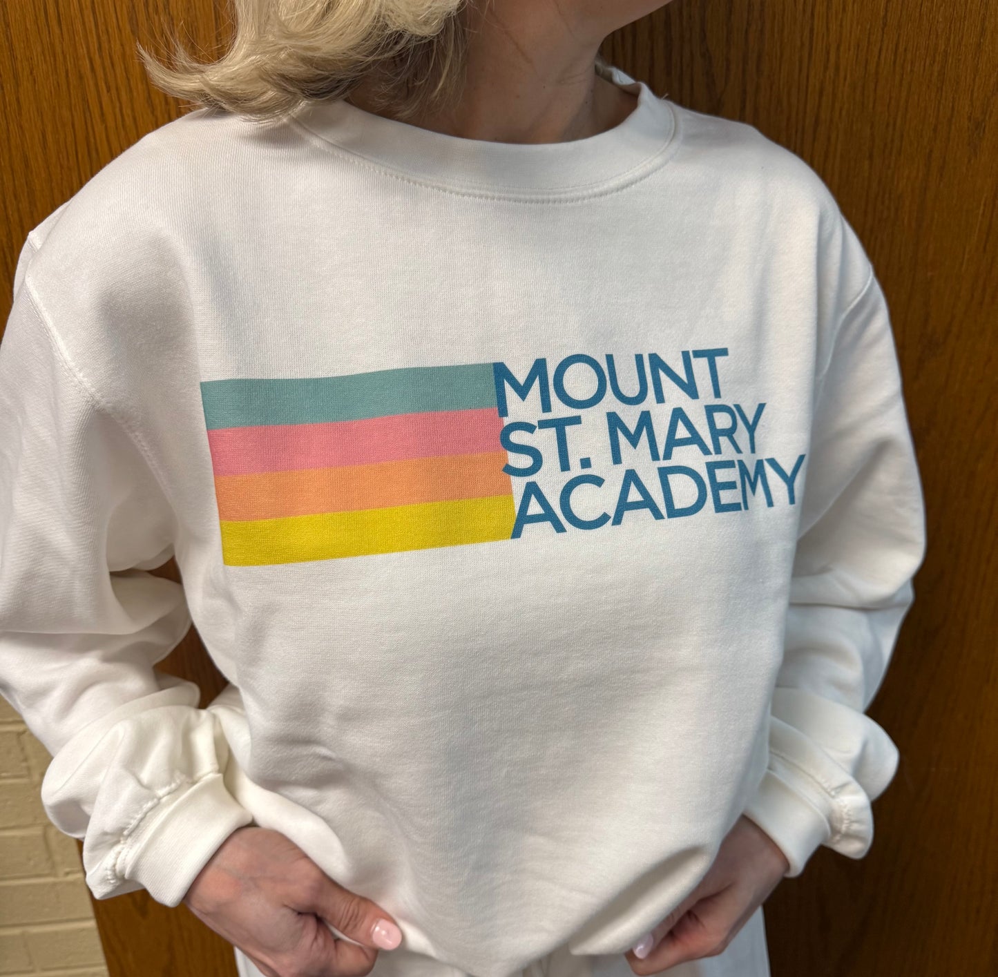 MSM Pastel Rainbow Crewneck in White