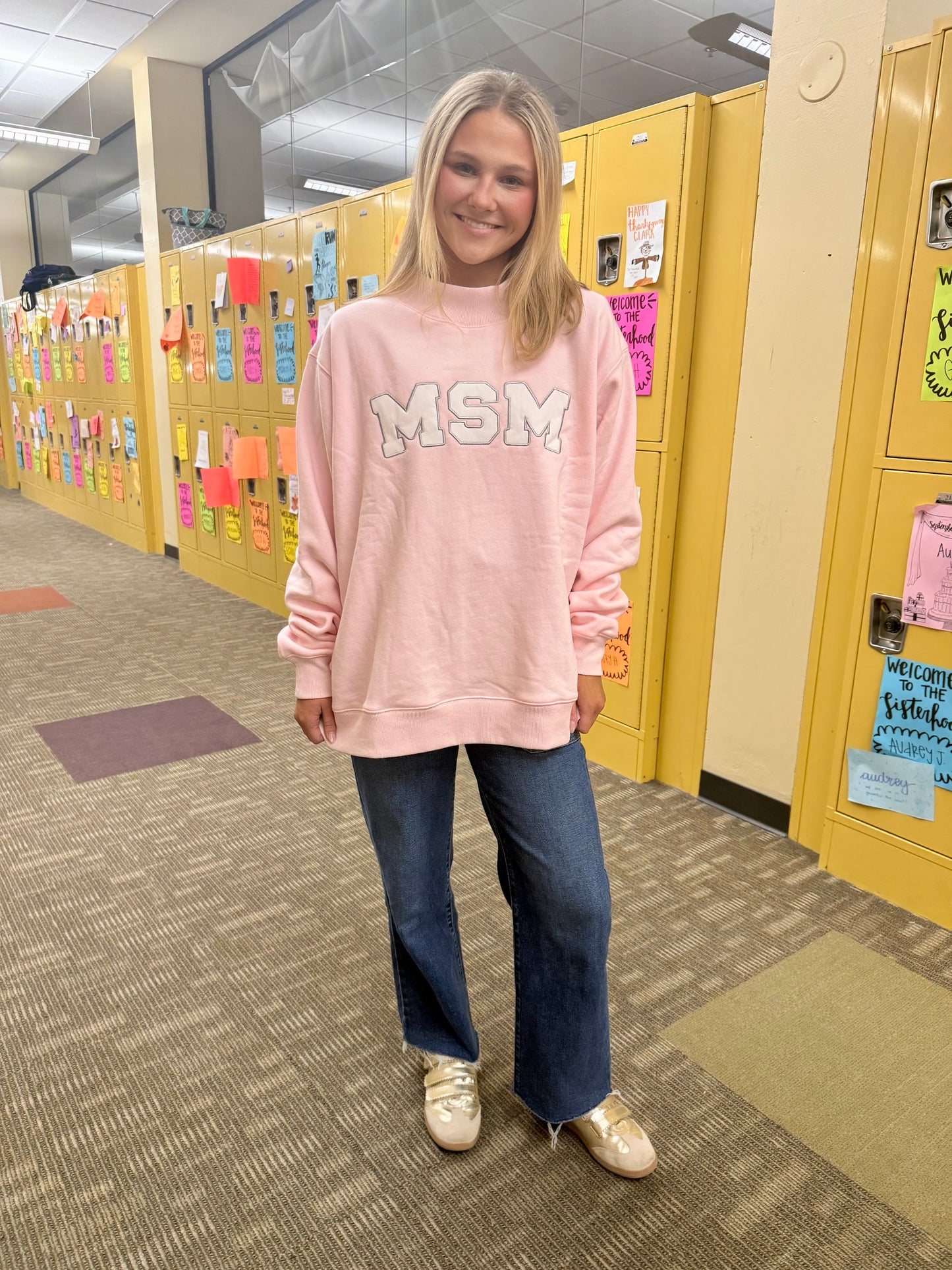 "MSM" Oversized Mockneck Sweatshirt in Pink