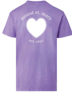 "mount st. mary" Heart Short-Sleeve Tee in Violet/White