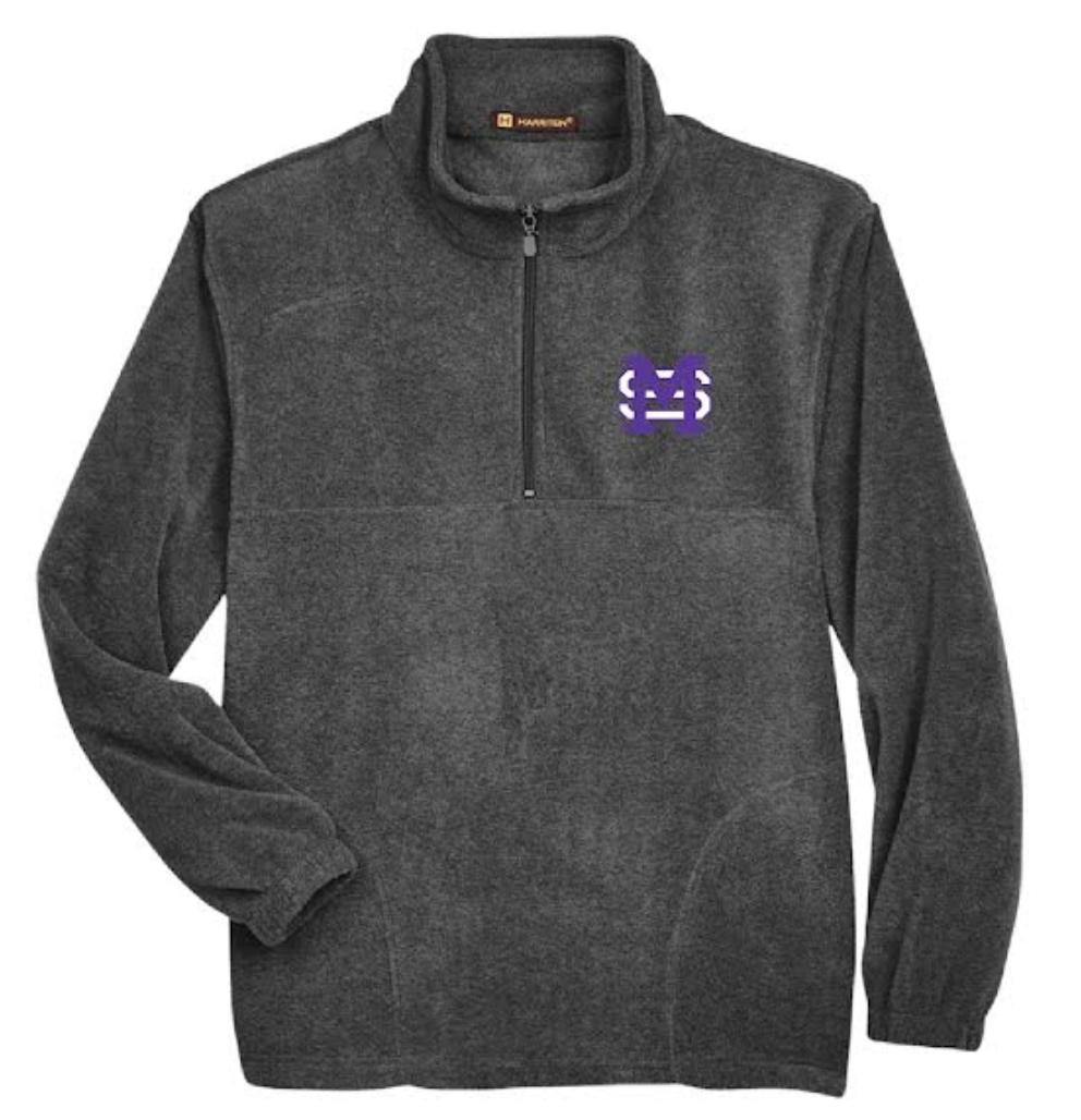 MSM Embroidered Fleece Quarter-Zip in Gray