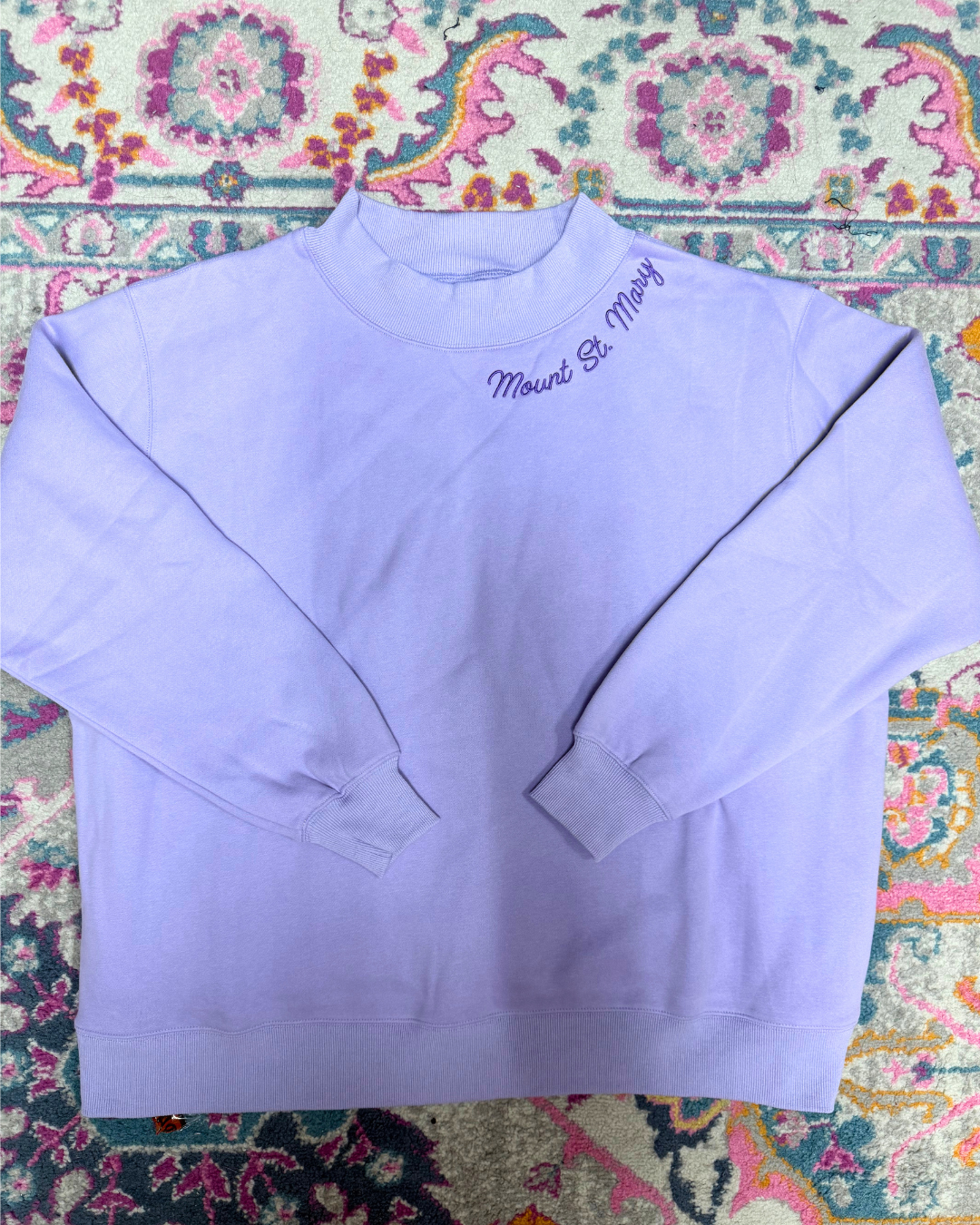 "Mount St. Mary" Embroidered Mockneck in Purple