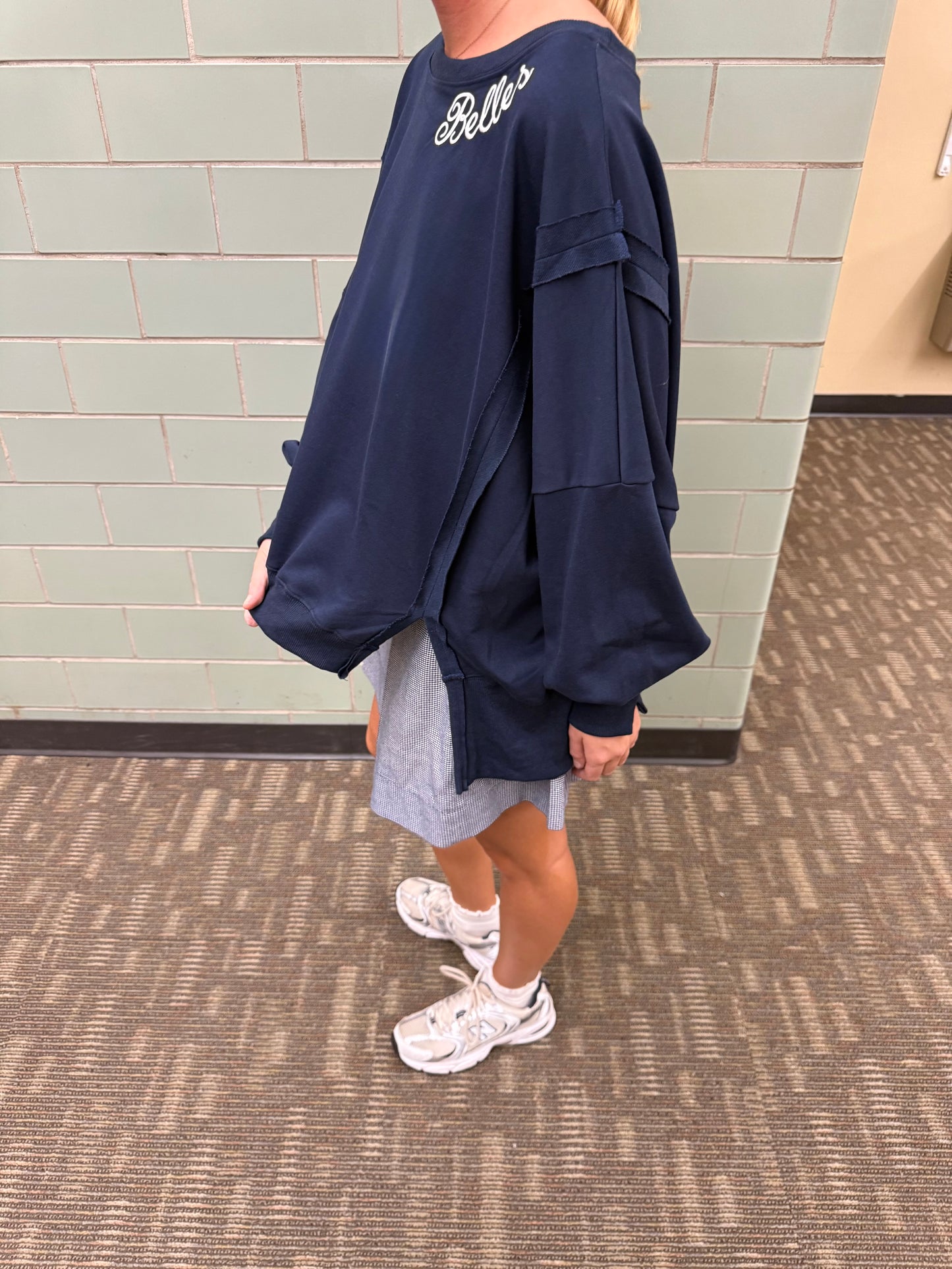"Belles" Navy Oversized Sweatshirt