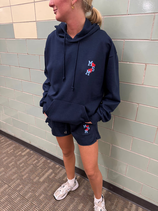 "MSM" Heart Sweatshort in Navy