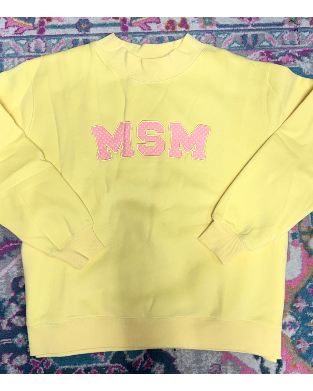 "MSM" Mockneck in Yellow/Pink Dot