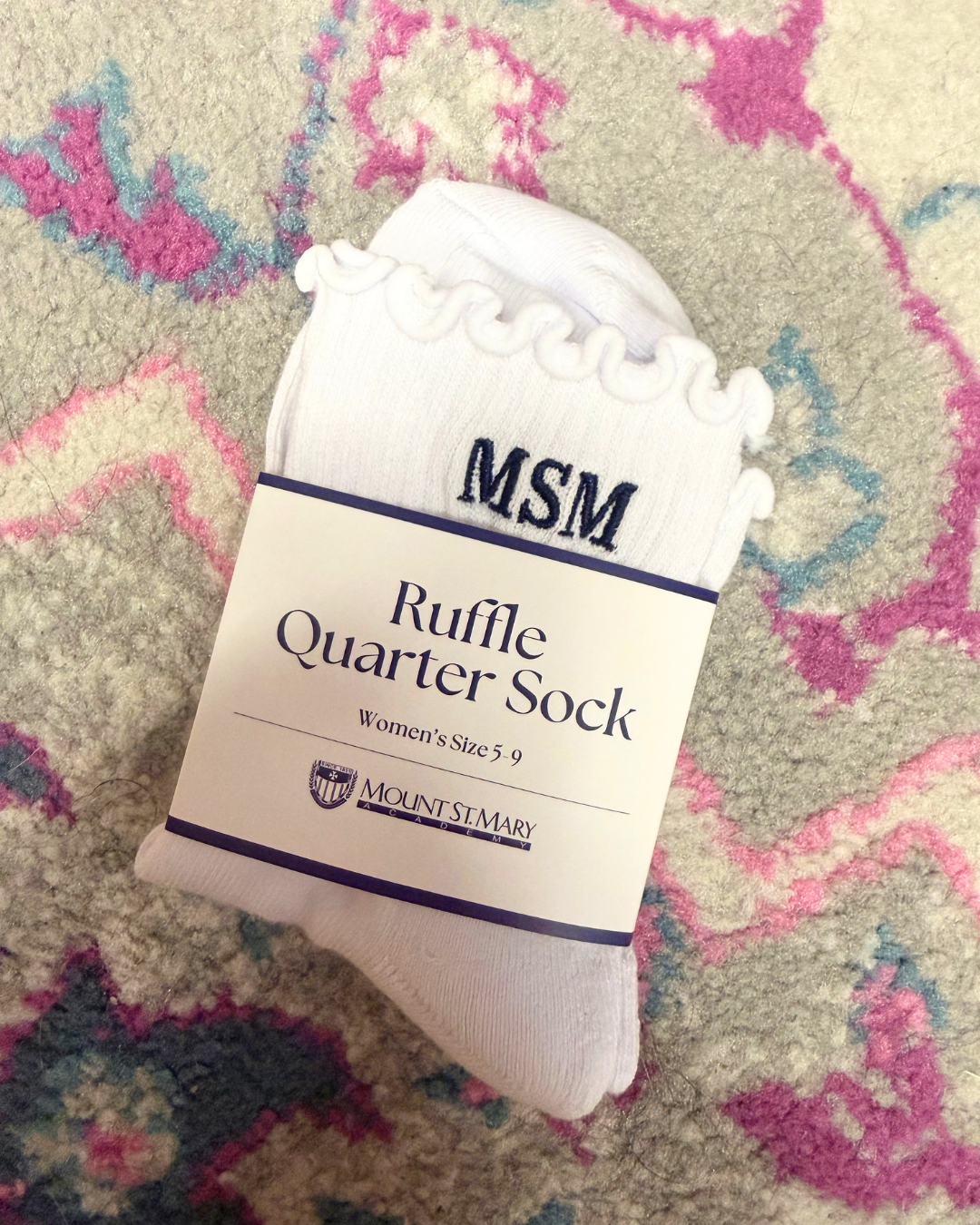 "MSM" Embroidered Ruffle Socks