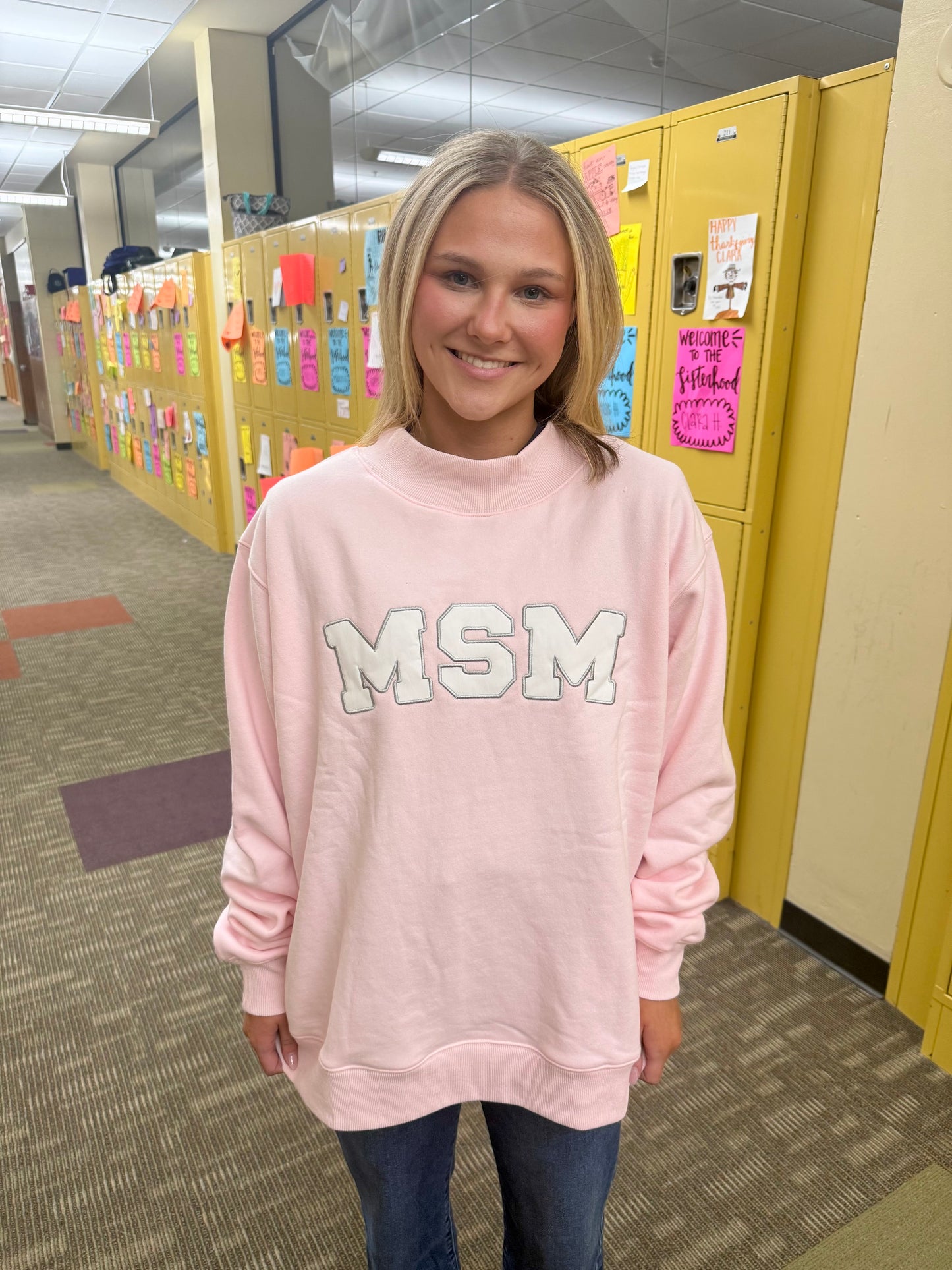 "MSM" Oversized Mockneck Sweatshirt in Pink