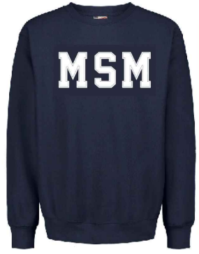 "MSM" Applique Sweatshirt in Navy/White