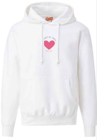 "Mount St. Mary" Heart Hoodie in White/Blush