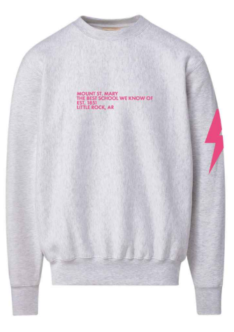 Lightning Bolt Sweatshirt in Marble Heather/Hot Pink