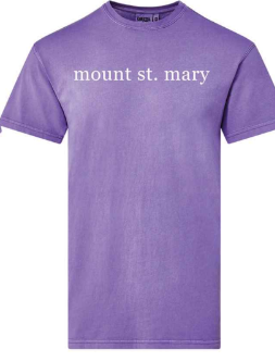 "mount st. mary" Heart Short-Sleeve Tee in Violet/White