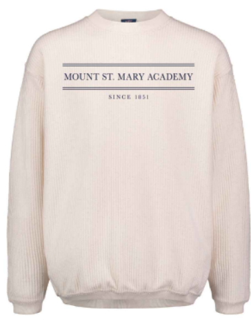 "Mount St. Mary Academy" Corded Sweatshirt in Ivory