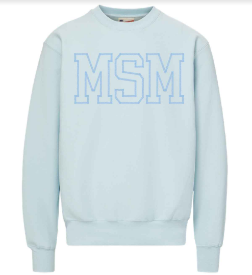 "MSM" Embroidered Sweatshirt in Arctic Blue