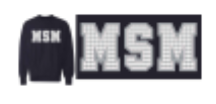 "MSM" Applique Sweatshirt in Navy/Houndstooth