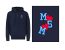"MSM" Heart Hoodie in Navy