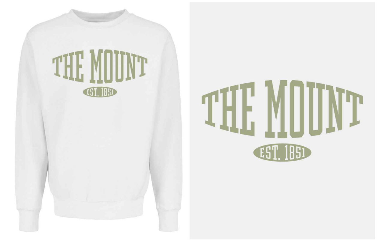 "The Mount" Crewneck in White/Sage