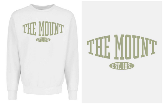 "The Mount" Crewneck in White/Sage