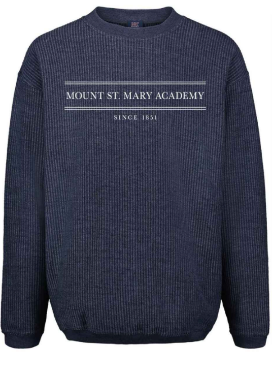 "Mount St. Mary Academy" Corded Sweatshirt in Navy