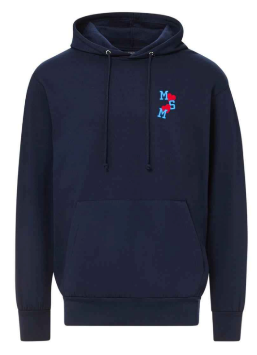 "MSM" Heart Hoodie in Navy