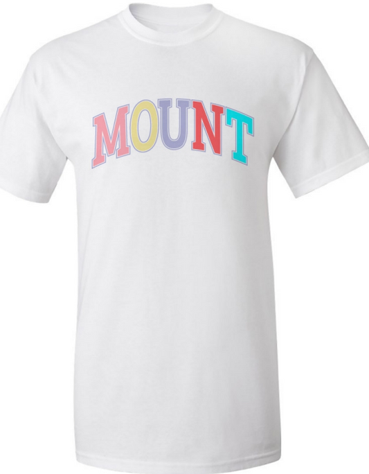 "MOUNT" Tee in Rainbow/White