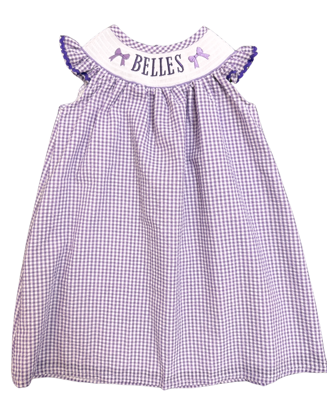 "Belles" Smocked Dress in Purple Gingham